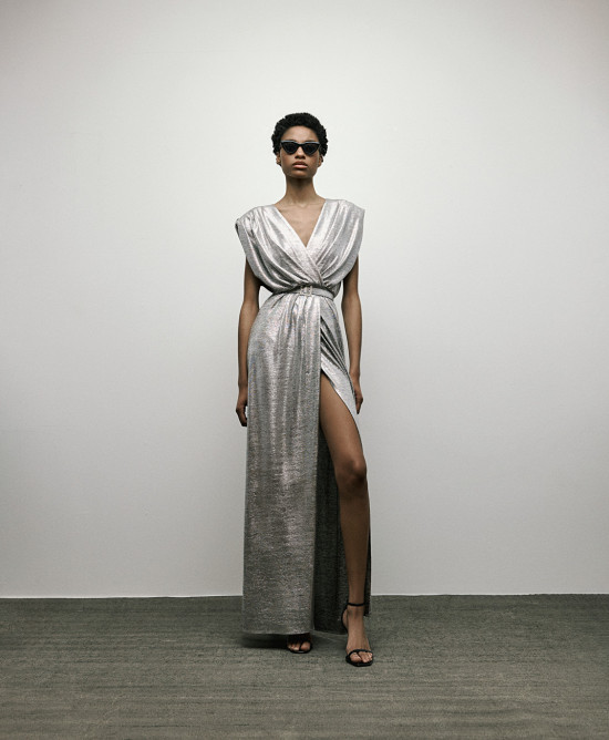 Metallic effect maxi dress
