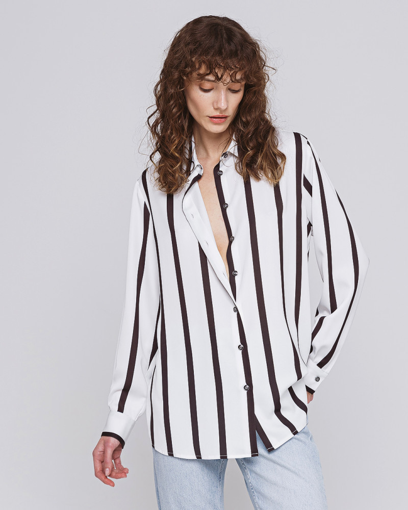 Button-up shirt with stripes