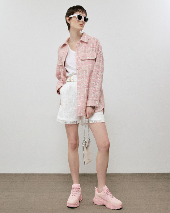 Overshirt with decorative pearls