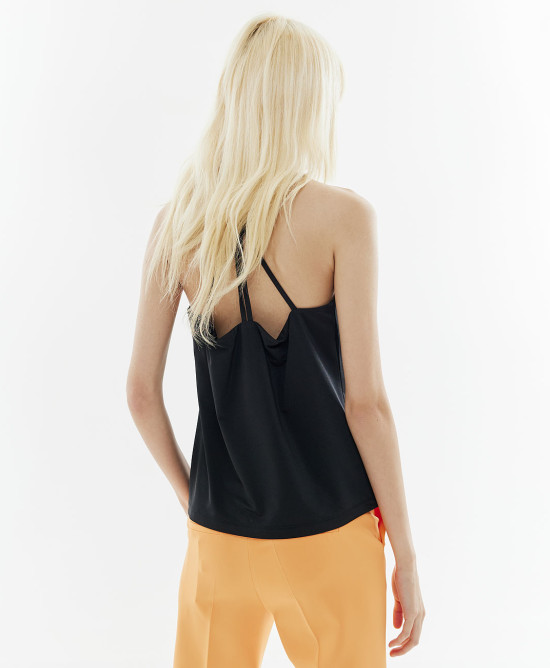 Strappy jersey top back opening