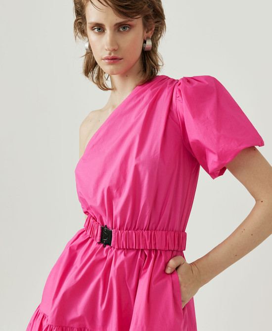 One-shoulder ruffle dress