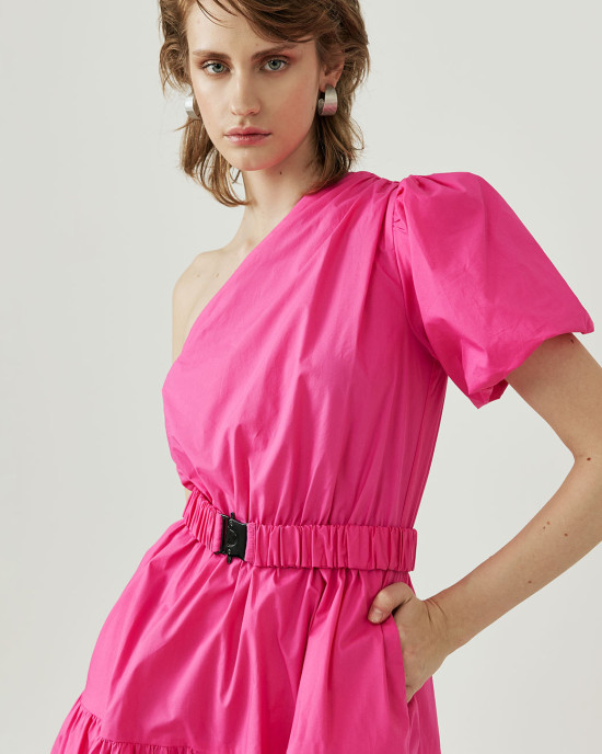 One-shoulder ruffle dress