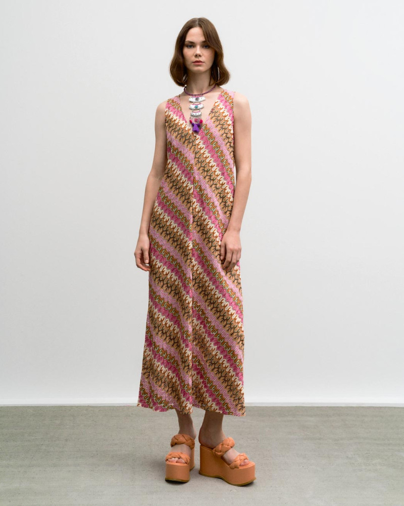 Long knitted printed dress