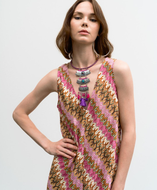 Long knitted printed dress
