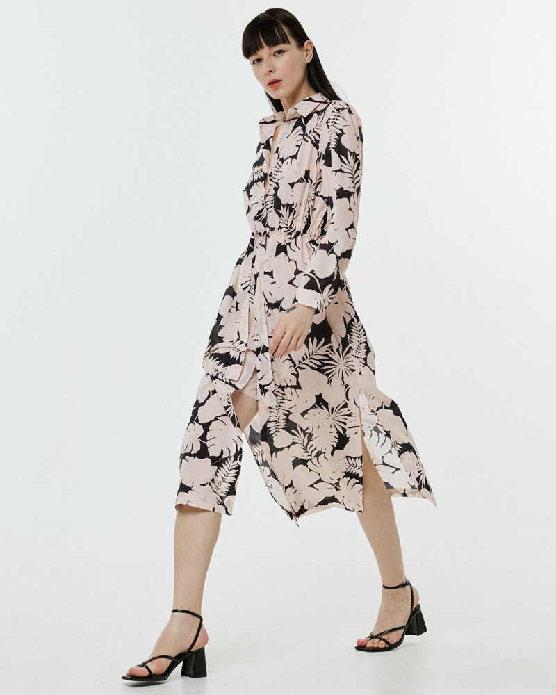 Floral chemisier dress with side slits