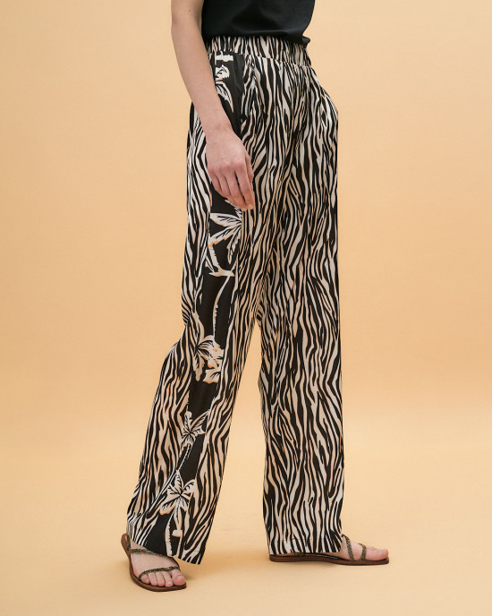 Zebra pants with contrasting detail