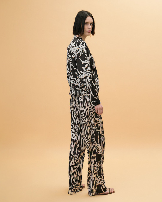 Zebra pants with contrasting detail