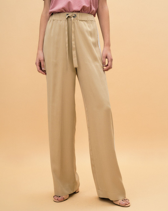 Straight-leg pants with strip details