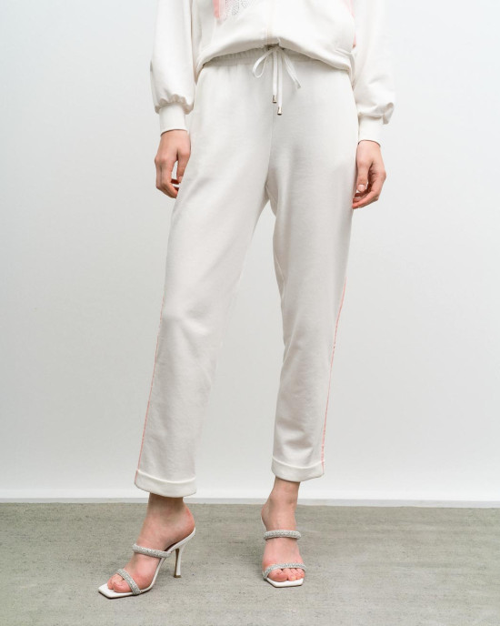 Pants with elastic waist and turn-up hems