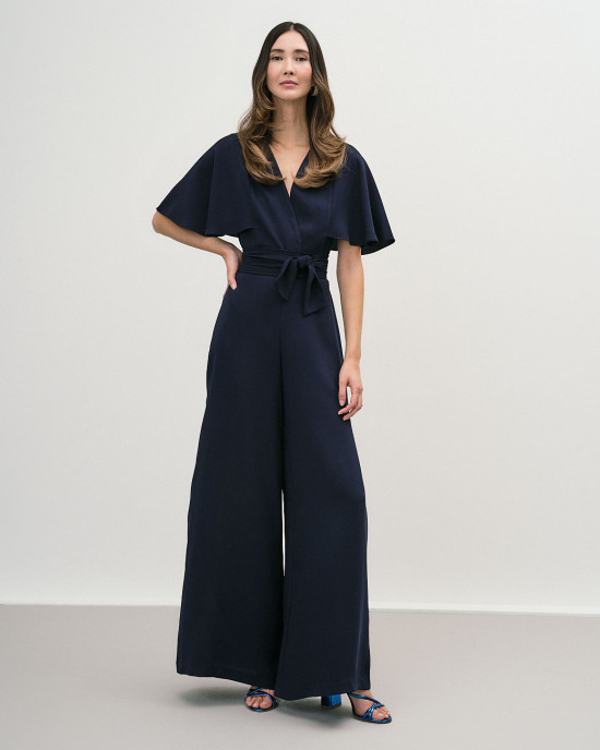 Wrap jumpsuit butterfly sleeves