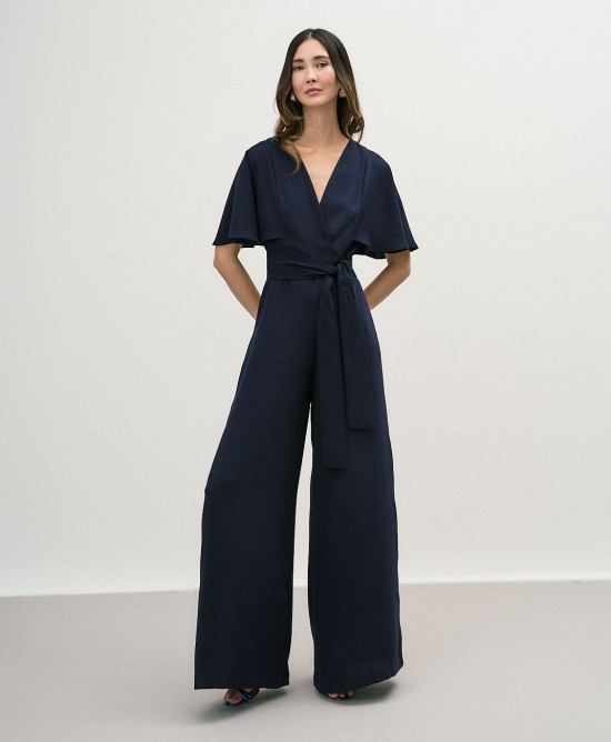 Wrap jumpsuit butterfly sleeves