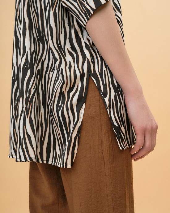Zebra print satin shirt