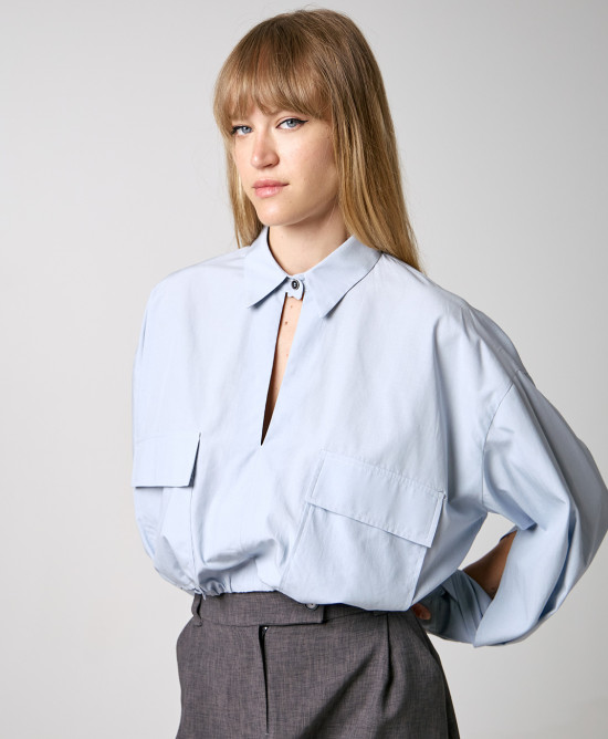 Blouse with pockets and elastic waist