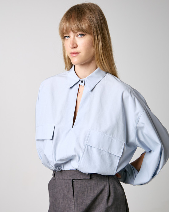 Blouse with pockets and elastic waist