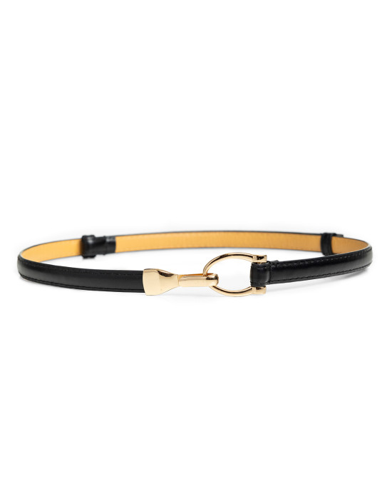Thin belt with hoop and hook fastening