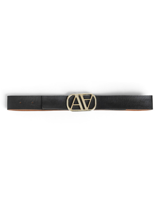 Belt with monogram buckle