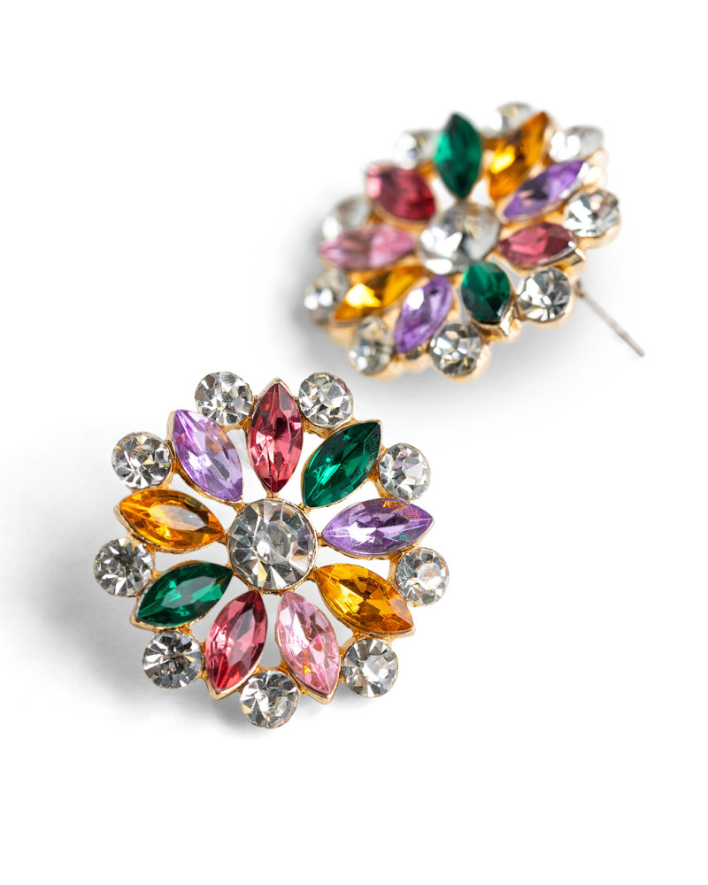 Rhinestone rosette earrings