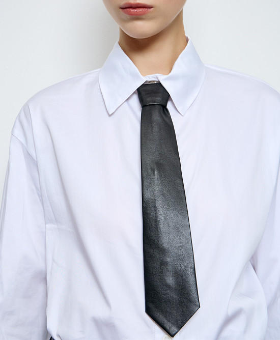 Faux leather effect tie