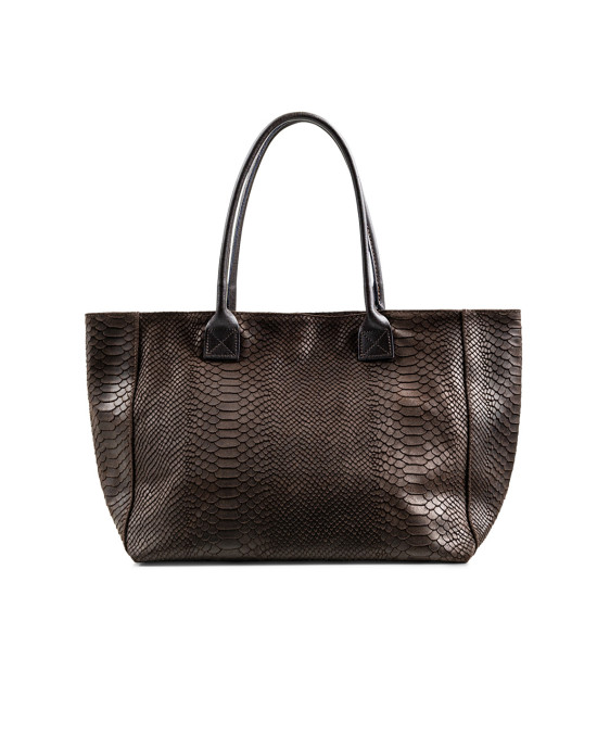 Leather croco effect shopping bag