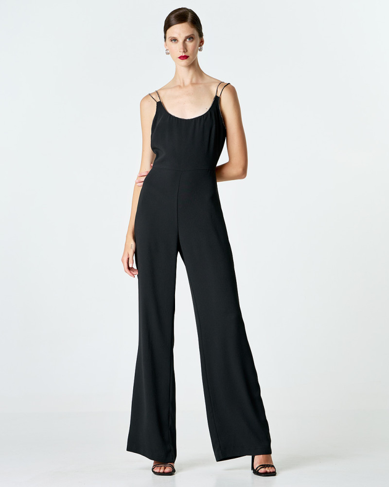 Jumpsuit with rhinestone double strap