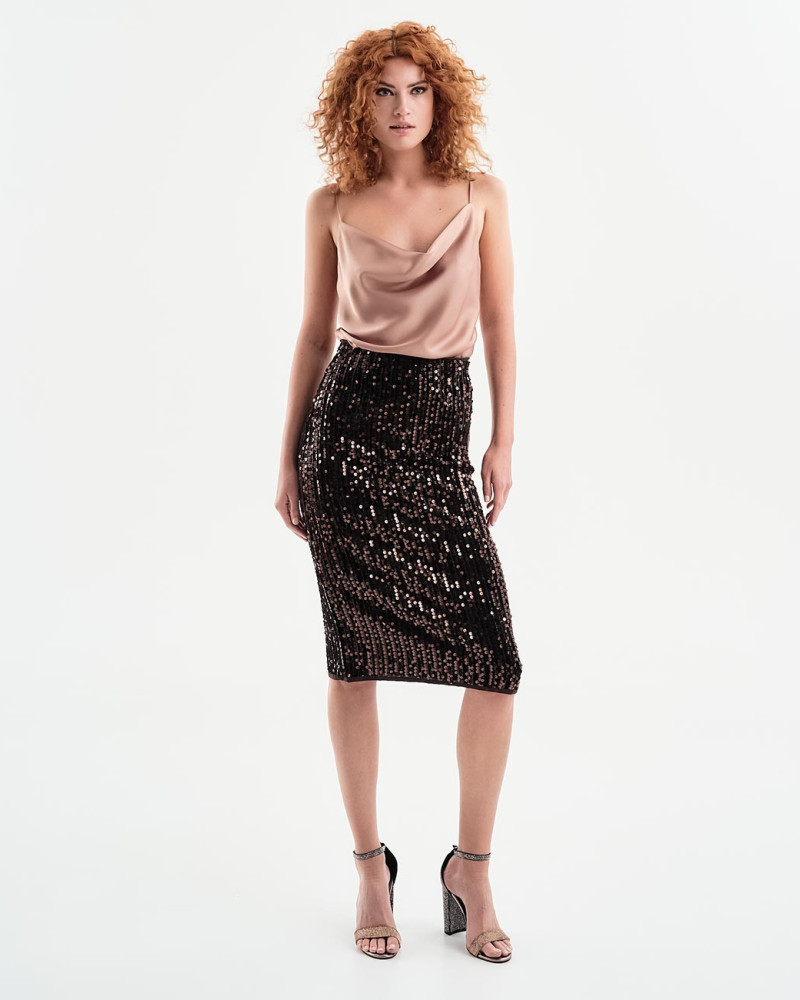Midi elastic sequin skirt