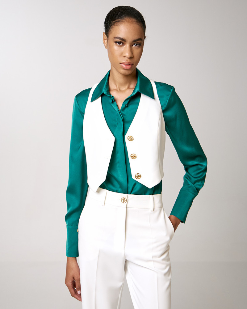 Satin shirt with side slits