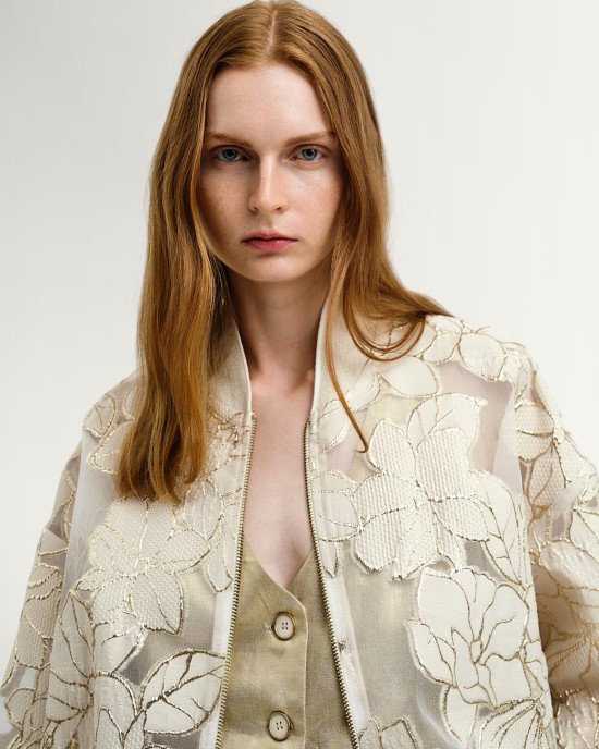 Organza bomber with flowers