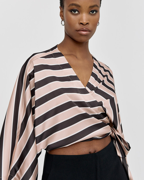Striped wrap blouse