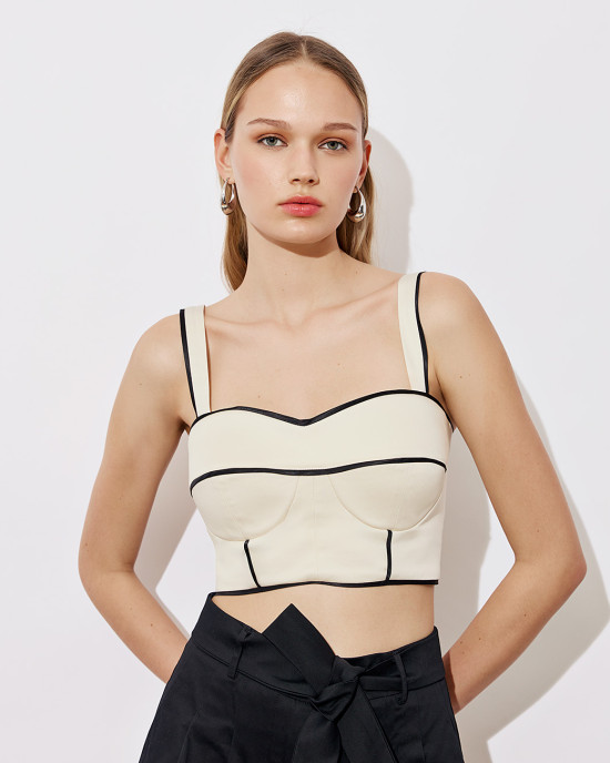 Contrasting detailed bustier top