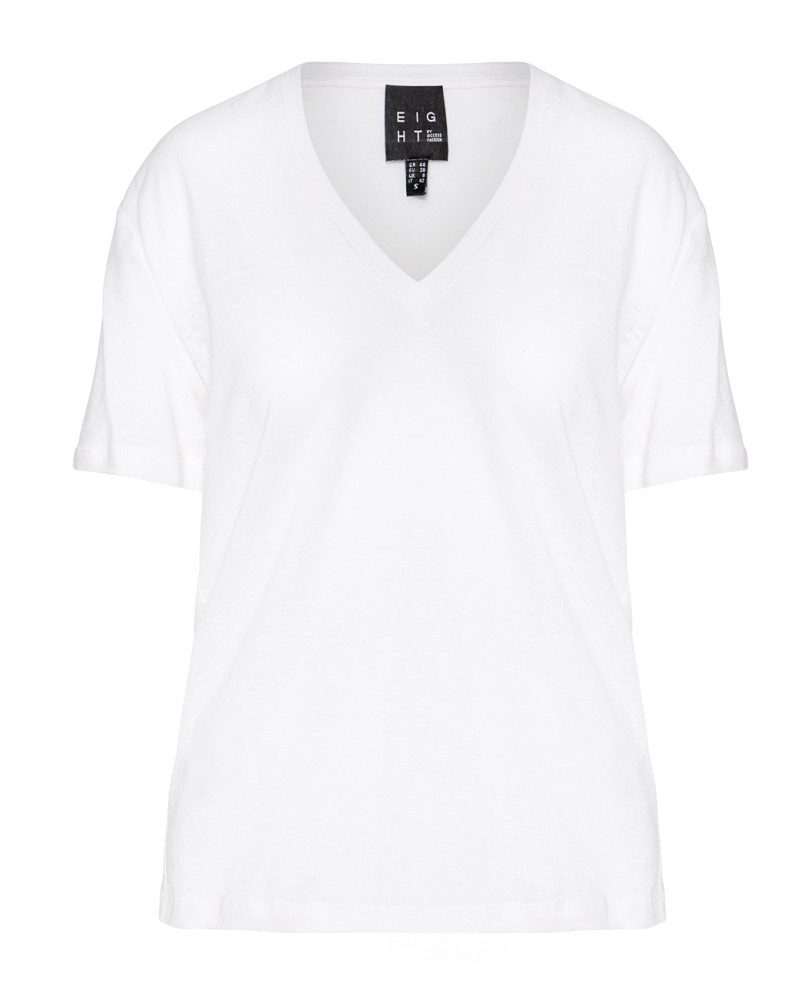 Short-sleeve blouse with a V