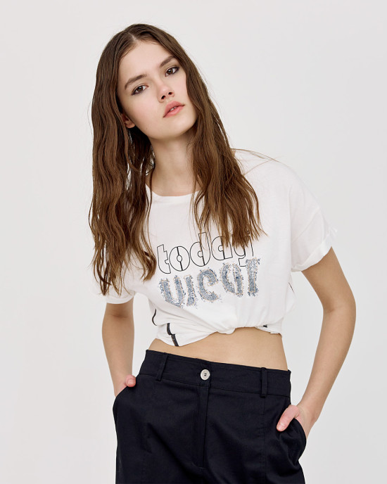 T-shirt with a print and denim details