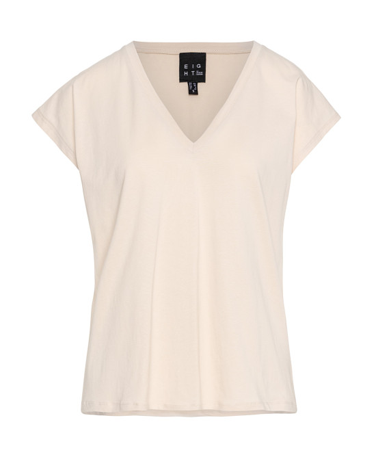 Short-sleeve blouse with V