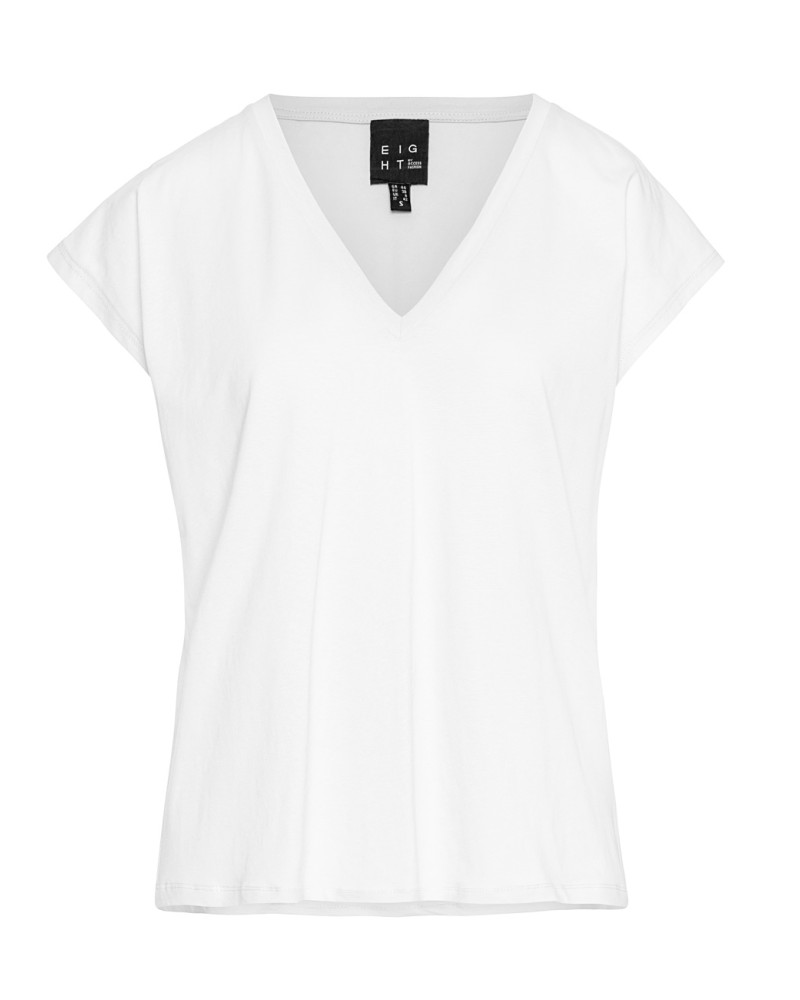 Short-sleeve blouse with V