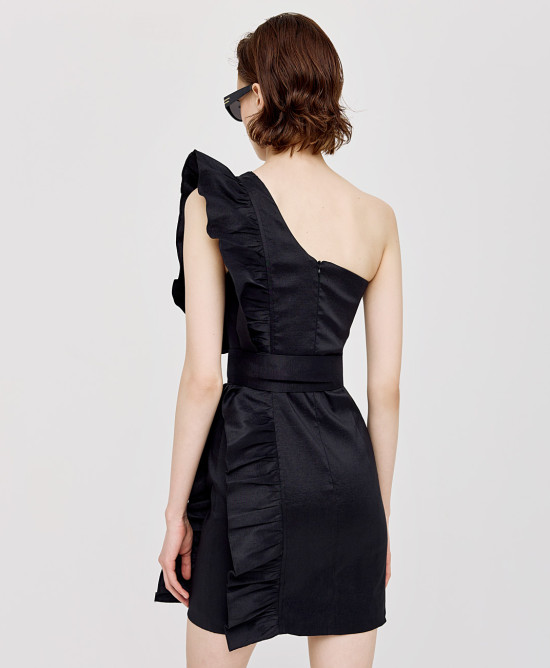 One-shoulder dress with ruffles