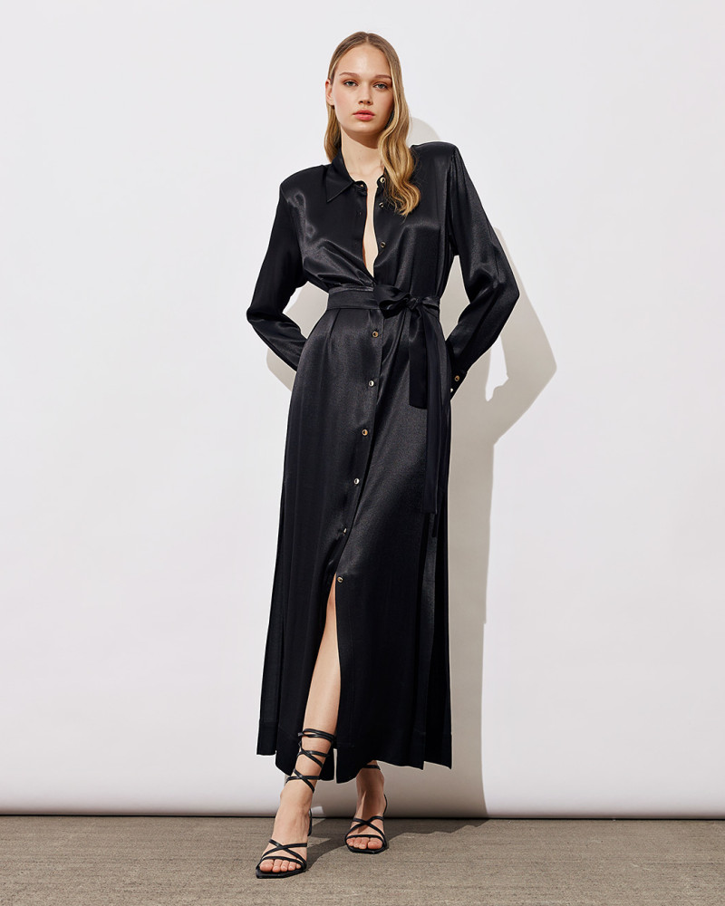 Shirt dress with padded shoulders