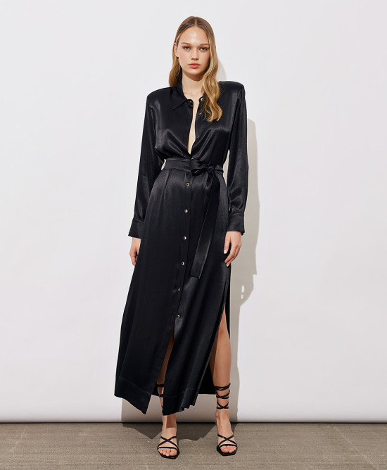 Shirt dress with padded shoulders