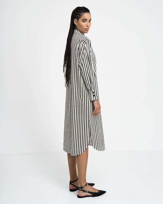 Shirt dress with stripes