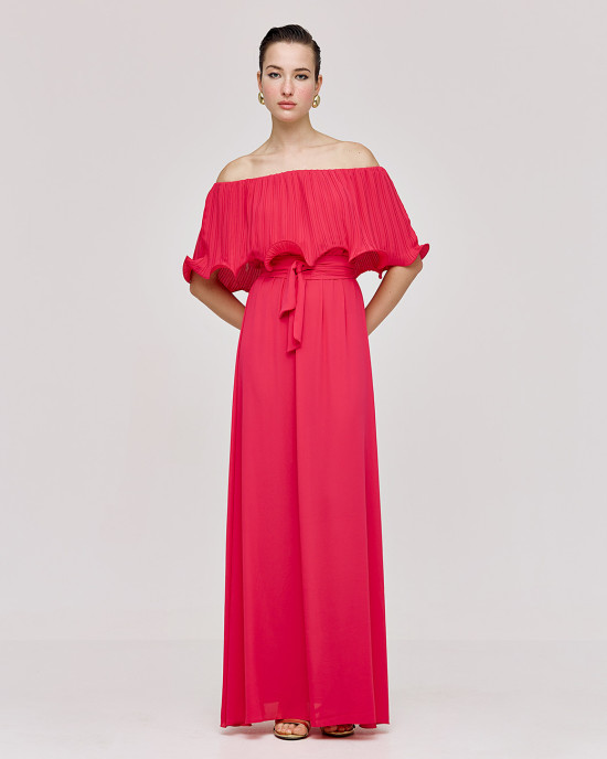 Maxi dress with pleated detail
