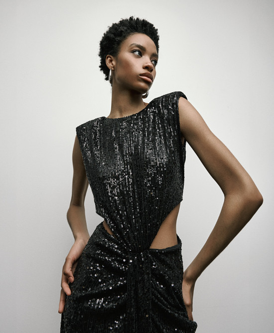 Maxi sequin dress with cut-outs