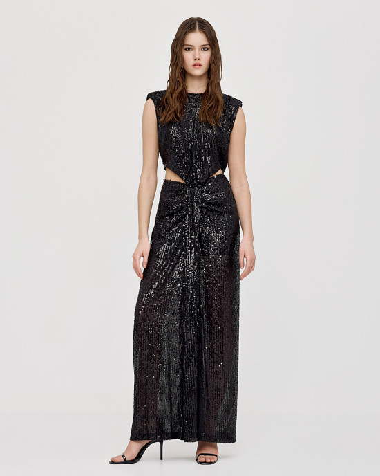 Maxi sequin dress with cut-outs
