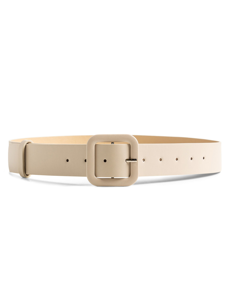 Faux leather effect belt with square buckle