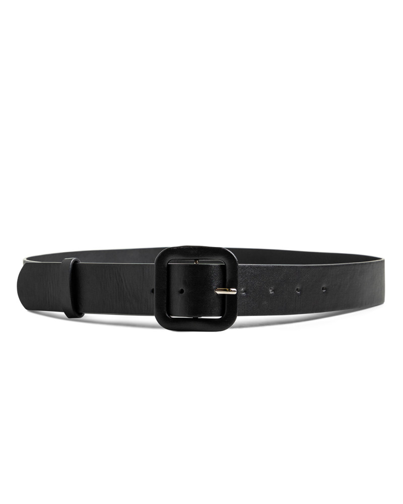 Faux leather effect belt with square buckle
