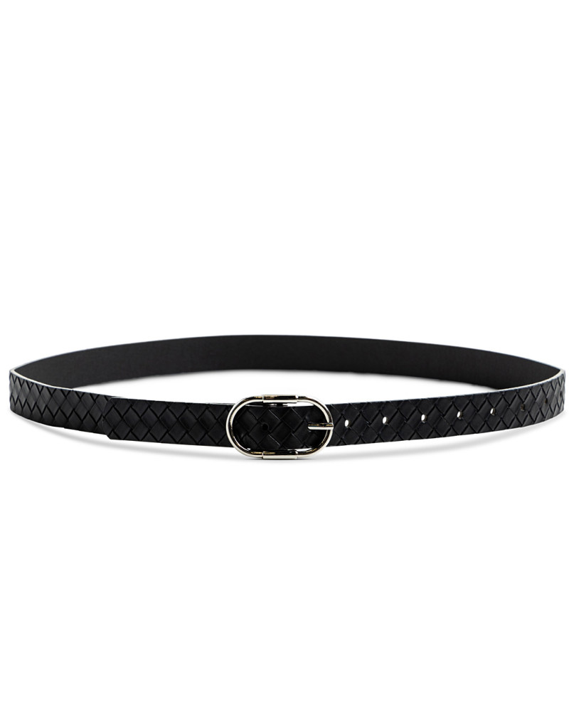 Faux leather effect belt with oval buckle