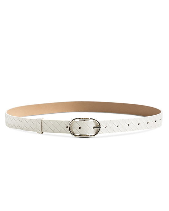 Faux leather effect belt with an oval buckle