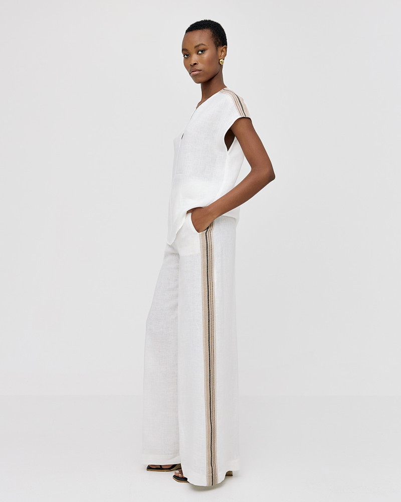 Linen pants with side details