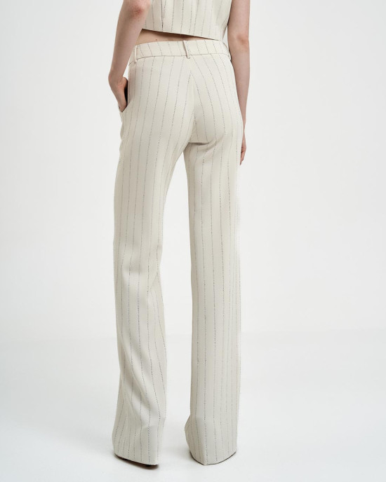 Pants with rhinestone stripes