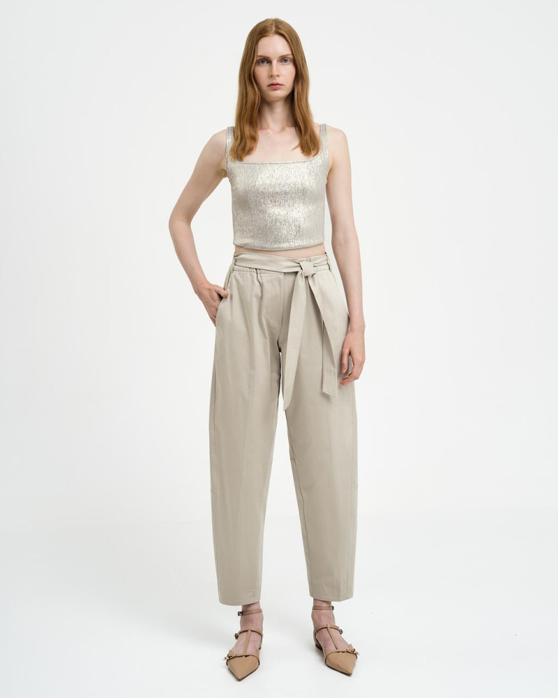 Slouchy pants with a tie belt