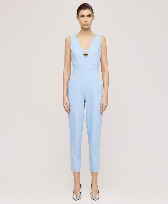 Jumpsuit with rhinestones and V