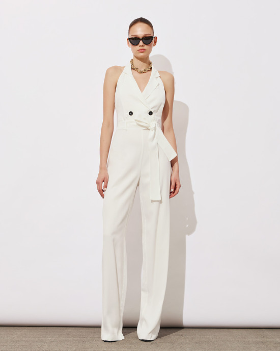 Wrap jumpsuit with buttons