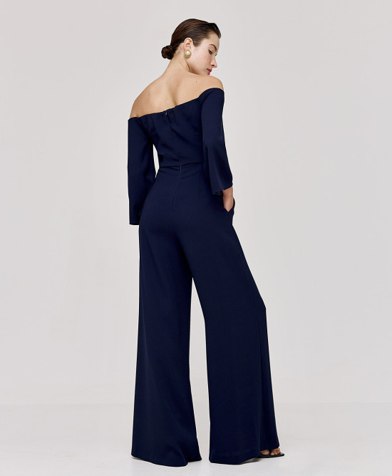 Off-the-shoulder jumpsuit with wrap top
